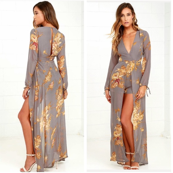 Lulus Dresses & Skirts - LULU’S | Fine & Dandelion Grey Floral Print Romper